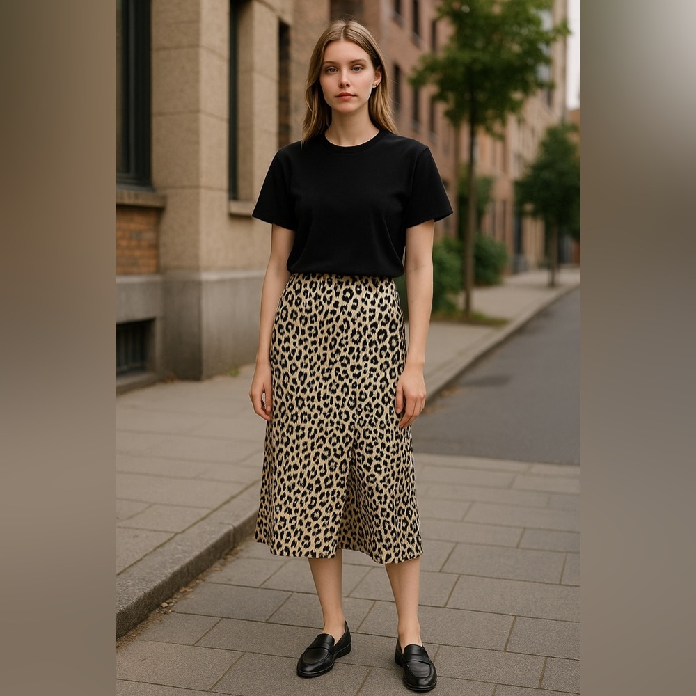 Gerard Darel Animal Leopard Print Midi/Maxi Skirt Size 40, Medium Size 8